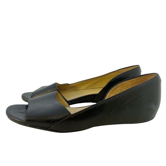 Naturalizer Roma Black Leather D'Orsay Open Toed Flat Women's Size 10 - Picture 2 of 7